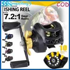 Sougayilang🎣Molinete de Pesca em Alumínio Relação de Engrenagem 7.2:1 Punho Direito/Esquerdo Molinete de Baitcastingreel