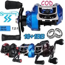 💪Sougayilang 🎣 Carretilha de Pesca Azul 18+1BB 7.2:1 Alta Velocidade Freio Magnético Sem Backlash Para Grandes Peixes