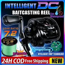 Sougayilang 🎣🚀 Carretilha Pesca DC Inteligente 7.2:1 Alta Velocidade 4+1 Rolamentos Freio Eletrônico Anti-Rebote Linha🧵
