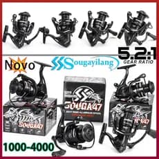 🔥 Sougayilang 🎣 1000-4000 Carretilha Spinning 5.2:1 ⚡ Bobina de Alumínio Manivela Dobrável Pesca Marinha e Continental