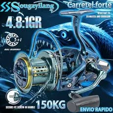 Molinete de Pesca Sougayilang XXD 10000-14000 Drag Forte Carretel de Alumínio CNC 3+1 BB para Pesca Marítima