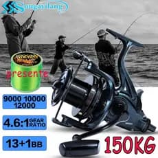 Sougayilang💪Molinete de Pesca Metálico 13+1 Rolamentos, Arrasto Máximo 150KG, Punho EVA | Molinete para Lançamento Longo