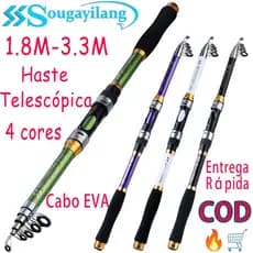 Sougayilang🎣Vara de Pesca Telescópica Portátil - Vara de Viagem em Fibra de Vidro com Punho EVA Vara de Arremesso Rod