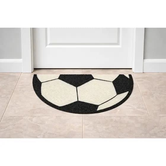 Tapete Meia Lua Bola de Futebol Antiderrapante Antiderrapante Emborrachado Decorativo