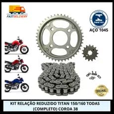 Kit Relação Transmissão Competição Cg Titan 150 2004 Á 2026 Titan 160 2004 à 2026 Aço 1045