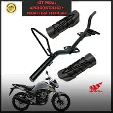 Kit  Pedal Apoio Dianteiro Com Borracha Estribo Pedaleira Honda  CG Titan Fan Start Cargo 125 150 160
