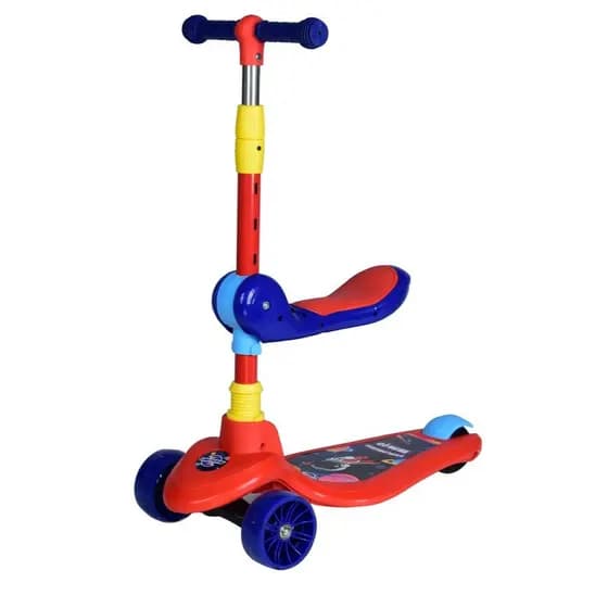 Patinete Infantil com Assento 2 em 1 -3 rodas iluminação em led - Azul estimulação equilibrio