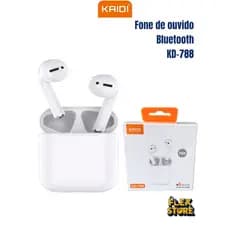 Fone Bluetooth TWS Kaidi KD-788 com Case de Carregamento – Sem Fio, Microfone, Som Estéreo, Anatel