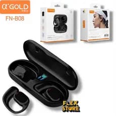 Fone Bluetooth Sem Fio a’Gold FN-BA8 · Estéreo Aberto (OWS) · Gancho Esportivo · Versão 5.1/5.4 · Estojo de Carga Preto