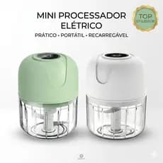 Mini Processador Elétrico Alimentos Triturador Alho Carne Legumes USB Recarregável Portátil 250ml