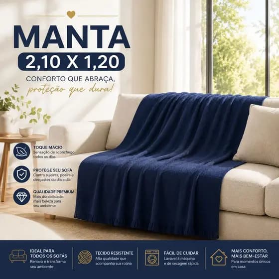 Manta Aconchegante para Sofá 2,10 x 1,20 – Proteção, Sofisticação, Design Moderno e Durável