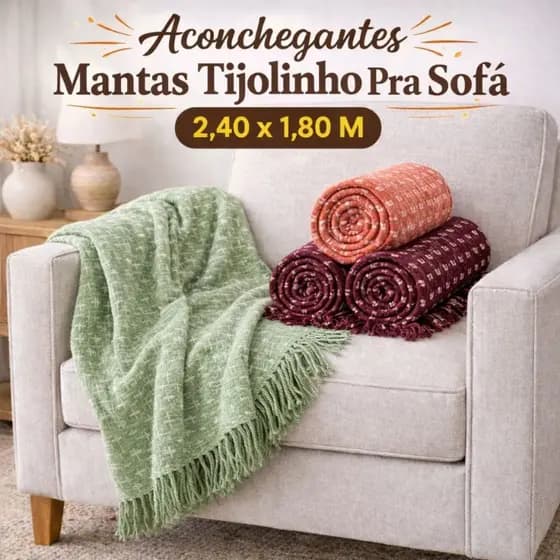 Manta Pra Sofá Tijolinho 2,40 x 1,80 Gigantes Tipo Capa Sofá Algodão