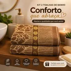 Kit Com 2 Toalhas de Banho Grande 68x137cm 40% Algodão 60% Poliéster Secagem Rápida para Uso Diário