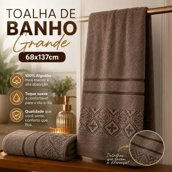 Toalha de Banho Grande para Uso Diário 68x137cm – Conforto, Leve, Absorvente e Ideal para o Dia a Dia