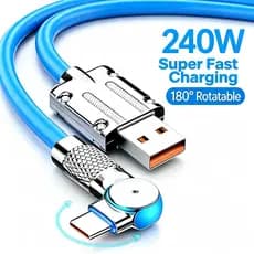 Cabo Para Micro USB Tipo C iOS 180 ° Rotação De Carregamento Rápido 1.2M Desejo