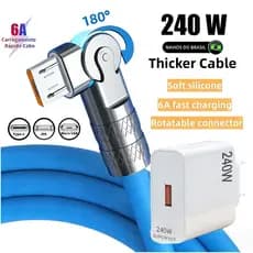 180 ° Cabo De Carregador Super Rápido De Rotação 240W Para Cabos Giratórios iOS Type-C Micro USB 1.2M Wish