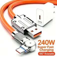 180 ° Cabo De Carregamento De Carregador Super Rápido De Rotação 240W Para Cabos Giratórios Tipo C Micro USB iOS Desejo