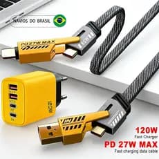 Carregador Rápido 4 Em 1 Cabo De Carregamento Para USB Tipo C IOS Adaptador De Amarelo Telefone Cabos De Computador Dese