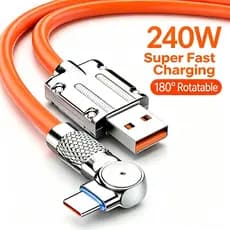 Suportes De Carregamento Rápido 180 ° Cabos De Rotação Cabo Carregador Giratório Para Tipo C Micro USB iOS Orange Wish