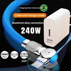 Cabo Carregador Giratório Para Carregamento Rápido Tipo C Micro USB iOS Suporta 180 ° Desejo De Cabos De Rotação