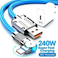 Carregador Super Rápido 240W 180 ° Cabo De Rotação Para Cabos Giratórios iOS Type-C Micro USB 1.2M Wish
