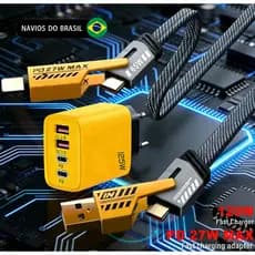 Carregador PD USD 120W 4 Portas De Carregamento Rápido Adaptador USB 3.0 Com Cabo Para Cabos iOS Tipo C Candy