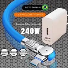 Carregador Super Rápido De 240 W Com 180 ° Cabo De Carregamento De Rotação Para Cabos Giratórios Micro USB iOS Tipo C CV