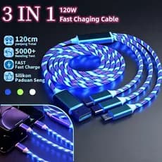 3 Em 1 LED Luz De Fluxo Luminosa Cabo USB 1.1M Carregamento Rápido Tipo-C IOS Micro Colorido Streamer Cabos De CV61201