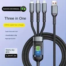 3 Em 1 Tipo C IOS Micro USB Carregamento Super Rápido Anti-Quebra Cabos Trançados De 100 W CvCase