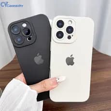 Capa Para iPhone 17 16 15 Pro Max Ar 13 14 12 11 XS XR 7 8 Plus Silicone Macia Apple Logotipo Etiqueta De Metal CvCase