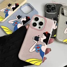 SoftCase Para iPhone 17 Pro Max 17Air 16 15 13 11 14 12 11 Xs XR Glitter Capa Doce Cor Neve Branca Mopo