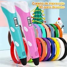 Caneta 3D Impressora Manual Infantil e Adulto Com Filamentos DIY Filamento Plastico ou ABS Tela LCD Desenho 3D Seguro