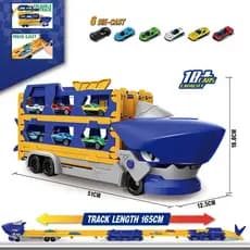 Carro De Liga De Tubarão Com Pista Dobrável De Lançamento Duplo-Brinquedo Educacional Para Pais E Filhos