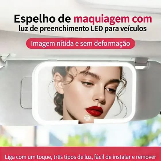 Espelho De Vaidade Para Viseira De Carro Com Luz De Preenchimento LED , Maquiagem Montado Em Veículo Assento De Passagei