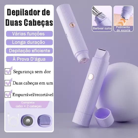 Depilador Eletrico Recarregável Portátil Multifuncional Removedor De Pelos Com 2 Cabeças