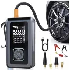 Bomba de Ar Portatil Compressor Inflator Multi-função 4 em 1 PowerBank 8kmah Bateria Calibrador de Carro Auto Pneu