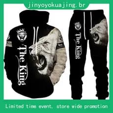 The 3d Tiger Impresso Hoodies Conjunto De Treino Do Leão Masculino/Pulôver/Jaqueta/Calças Esportivas Traje De Outono Pa