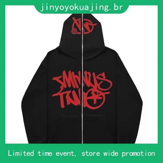 Menos Dois Y2K Hoodie Carta Gráfica Impressão Harajuku Hip Hop Capuz Preto Tamanho Grande Sweatshirt Homens Mulheres Ca