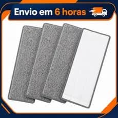 Kit Refil Para Flat Mop Com 4 Unidades Microfibra Reutilizável Lava Vassoura Rodo Mágico Refis