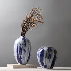 Novo chinês criativo pintado à mão azul branco porcelana casa sala de estar cultura de água decoração de flores armário