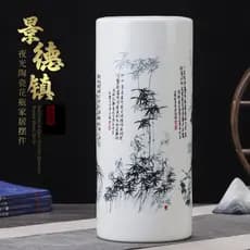 Jingdezhen cerâmica Fugui vaso de bambu arranjo flores secas sala estar cultivo água azul branco porcelana decoração Orn