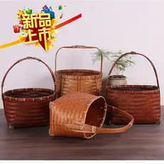 Cesta de tecido de bambu cesta portátil cesta de bambu cesta de armazenamento Retro angustiado conjunto de chá armazenam