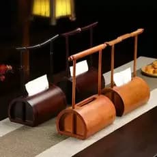 Caixa de tecido de bambu artesanal Retro estilo chinês alça de armazenamento caixa de papel conjunto de chá decoração ca
