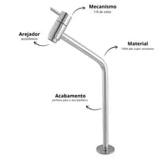 Torneira Link de Bancada Cromada ABS – Bica Alta para Banheiro e Lavatório