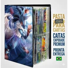 Álbum Pokémon Pasta para Colecionar Cartas Lucario Couro Premium - Pronta Entrega Brasil