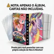 Álbum Pokémon 240 Slots Mewtwo e Mew | Fichário Premium | Presente Perfeito