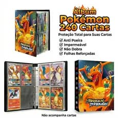 Porta Cartas Pokémon, 240 Cartas, 30 Páginas, Álbum de Luxo, Charizard, Proteção Completa