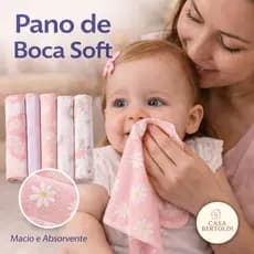 Kit 6 Pano Boca Bebê Soft 100% Algodão Menino Menina Neutro Paninho RN Fralda enxoval Macio