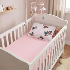 Kits Jogos Berço Padrão Americano Lençol Elástico Fronha Malha Algodão Menino Menina Rosa Azul