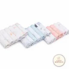 Kit 12 Pano Boca Bebê Soft 100% Algodão Menino Menina Neutro Paninho RN Fralda enxoval Macio